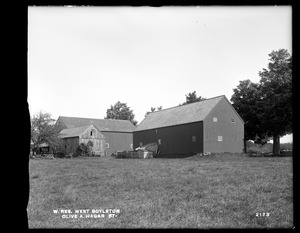 Wachusett Reservoir, Olive A. Hagar's barns, on the westerly side of Lancaster Street, from the southwest, West Boylston, Mass., Sep. 28, 1898