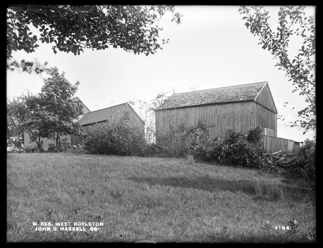 Wachusett Reservoir, John G. Haskell's buildings, on the westerly side of Fairbank Street, from the northwest, West Boylston, Mass., Sep. 28, 1898