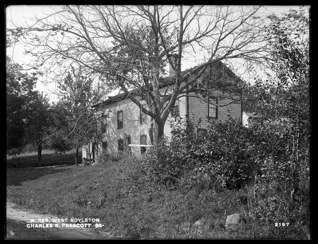Wachusett Reservoir, Charles K. Prescott's house, on the westerly side of Sterling Street, from the northeast, West Boylston, Mass., Sep. 29, 1898