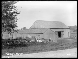 Wachusett Reservoir, Andrew Burlin's barn, on the westerly side of Prescott Street, from the southeast, West Boylston, Mass., Oct. 4, 1898