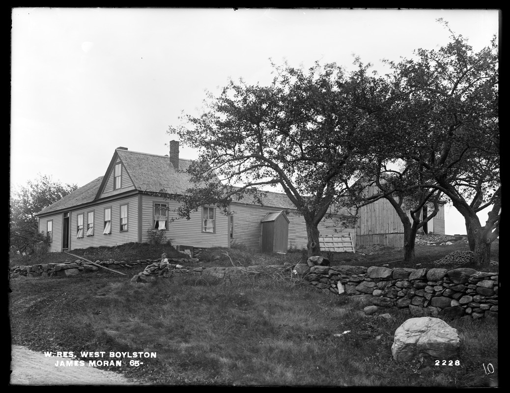 Wachusett Reservoir, James Moran's buildings, on the westerly side of Prescott Street, from the northeast, West Boylston, Mass., Oct. 4, 1898