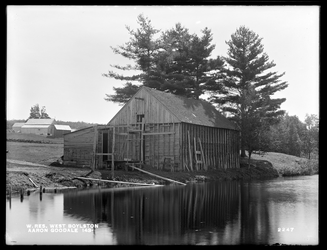 Wachusett Reservoir, Aaron Goodale's icehouse, on private way off the westerly side of Goodale Street, from the north, West Boylston, Mass., Oct. 6, 1898
