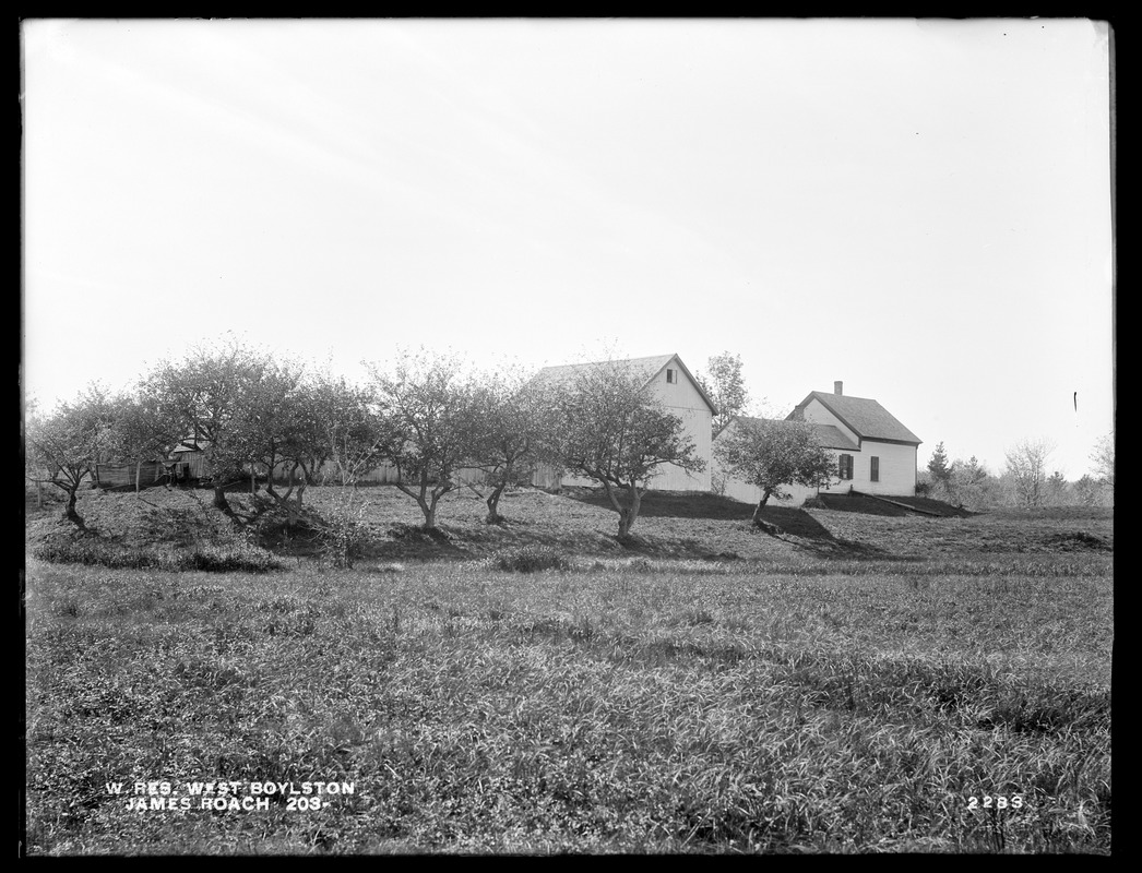 Wachusett Reservoir, James Roach's buildings, on the easterly side of Prospect Street, from the northeast, West Boylston, Mass., Oct. 7, 1898