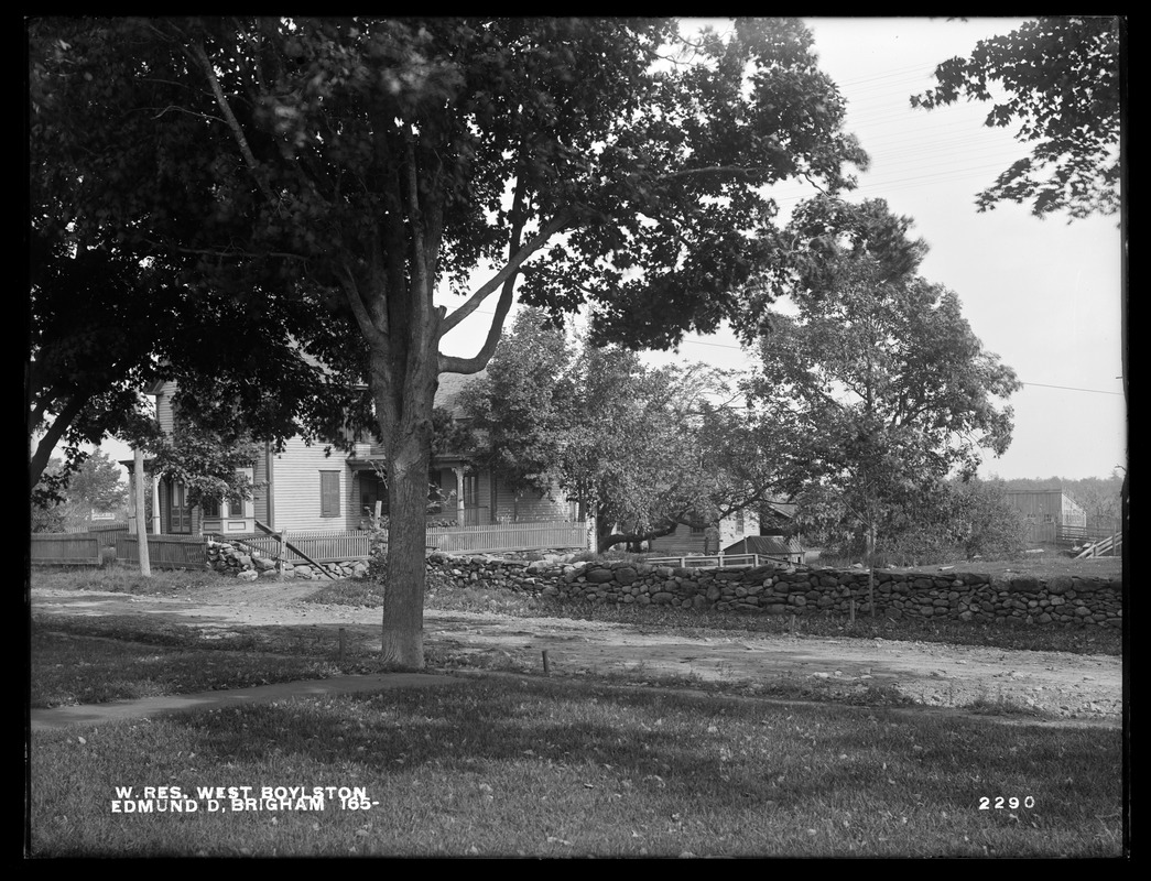 Wachusett Reservoir, Edmund D. Brigham's buildings, on the easterly side of Worcester Street, from the southwest, West Boylston, Mass., Oct. 11, 1898
