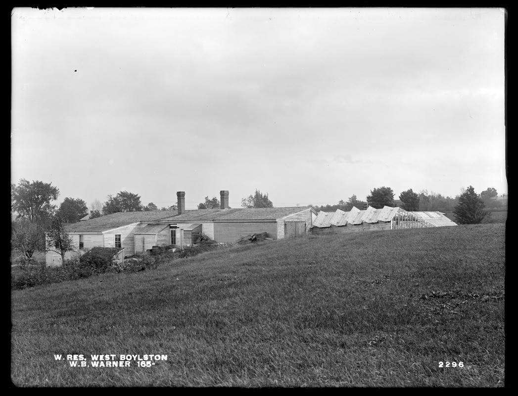 Wachusett Reservoir, W. B. Warner's buildings, on the westerly side of Worcester Street, from the northwest, West Boylston, Mass., Oct. 11, 1898