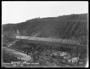 Wachusett Dam, excavating at dam site, from the east, Clinton, Mass., Oct. 17, 1900