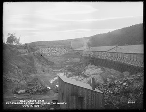 Wachusett Dam, excavating at dam site, from the north, Clinton, Mass., Oct. 17, 1900