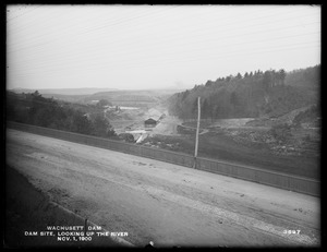 Wachusett Dam, dam site, looking up the river, Clinton, Mass., Nov. 1, 1900