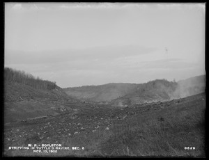 Wachusett Reservoir, stripping in Tucker's ravine, Section 6, Boylston, Mass., Nov. 13, 1900