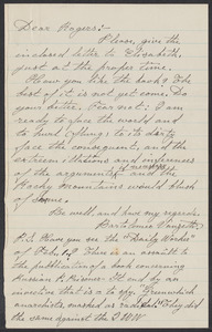 Sacco-Vanzetti Case Records, 1920-1928. Correspondence. Bartolomeo Vanzetti to Roger Baldwin, n.d. Box 39, Folder 19, Harvard Law School Library, Historical & Special Collections