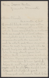 Sacco-Vanzetti Case Records, 1920-1928. Correspondence. Bartolomeo Vanzetti to Irene Benton, n.d. Box 39, Folder 29, Harvard Law School Library, Historical & Special Collections