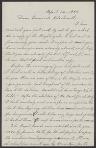 Sacco-Vanzetti Case Records, 1920-1928. Correspondence. Bartolomeo Vanzetti to Mrs. Alice Stone Blackwell, April 14, 1923. Box 39, Folder 32, Harvard Law School Library, Historical & Special Collections
