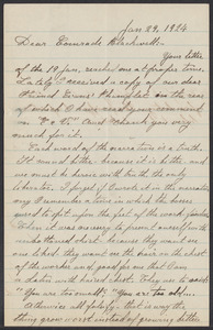 Sacco-Vanzetti Case Records, 1920-1928. Correspondence. Bartolomeo Vanzetti to Mrs. Alice Stone Blackwell, January 24, 1924. Box 39, Folder 34, Harvard Law School Library, Historical & Special Collections