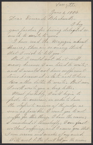 Sacco-Vanzetti Case Records, 1920-1928. Correspondence. Bartolomeo Vanzetti to Mrs. Alice Stone Blackwell, June 1, 1924. Box 39, Folder 39, Harvard Law School Library, Historical & Special Collections