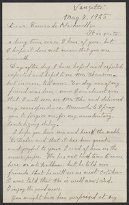 Sacco-Vanzetti Case Records, 1920-1928. Correspondence. Bartolomeo Vanzetti to Mrs. Alice Stone Blackwell, May 7, 1925. Box 39, Folder 52, Harvard Law School Library, Historical & Special Collections