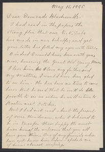 Sacco-Vanzetti Case Records, 1920-1928. Correspondence. Bartolomeo Vanzetti to Mrs. Alice Stone Blackwell, May 11, 1925. Box 39, Folder 53, Harvard Law School Library, Historical & Special Collections