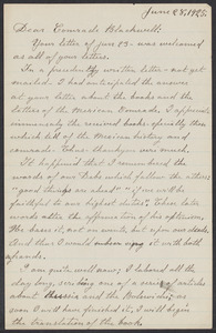 Sacco-Vanzetti Case Records, 1920-1928. Correspondence. Bartolomeo Vanzetti to Mrs. Alice Stone Blackwell, June 28, 1925. Box 39, Folder 60, Harvard Law School Library, Historical & Special Collections