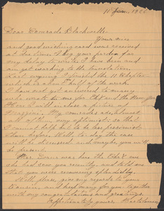 Sacco-Vanzetti Case Records, 1920-1928. Correspondence. Bartolomeo Vanzetti to Mrs. Alice Stone Blackwell, January 11, 1926. Box 39, Folder 70, Harvard Law School Library, Historical & Special Collections