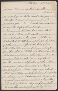 Sacco-Vanzetti Case Records, 1920-1928. Correspondence. Bartolomeo Vanzetti to Mrs. Alice Stone Blackwell, April 24, 1926. Box 39, Folder 73, Harvard Law School Library, Historical & Special Collections