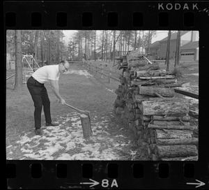 Eddie Kasko chopping wood