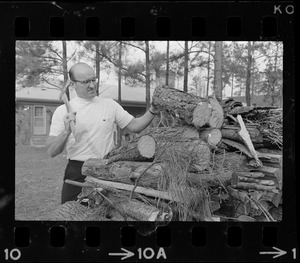 Eddie Kasko chopping wood