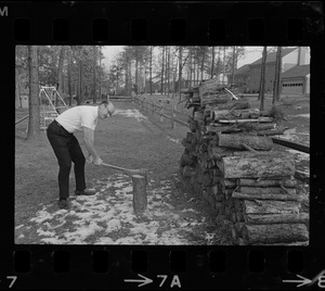 Eddie Kasko chopping wood