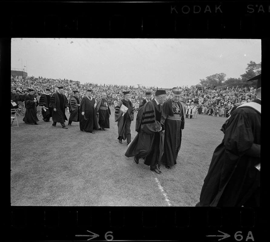 Rev Michael P Walsh And Richard Cardinal Cushing Leading Procession At Boston College 