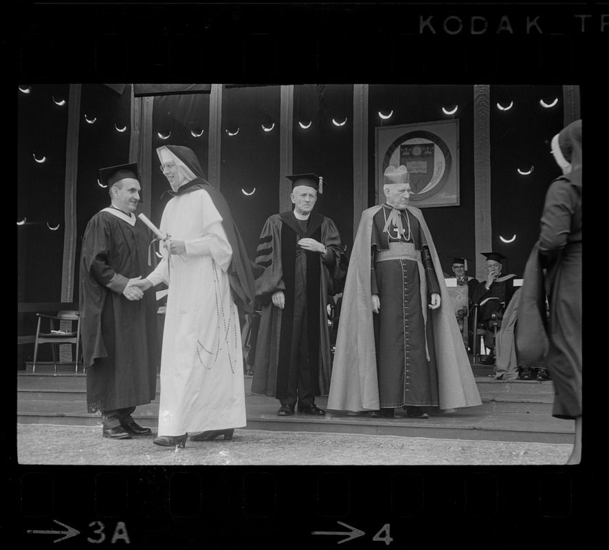 Rev Michael P Walsh And Richard Cardinal Cushing At Boston College Commencement Digital 