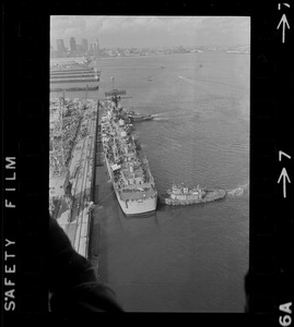 U. S. S. Boston arrives at South Boston Naval shipyard