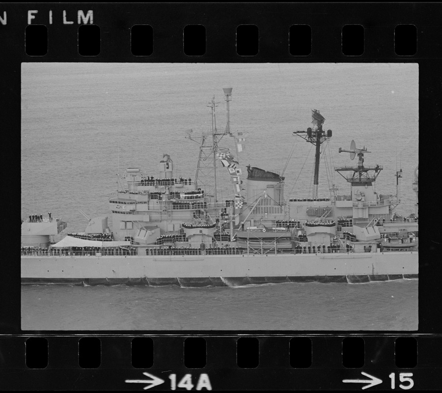 U. S. S. Boston arrives at South Boston Naval shipyard