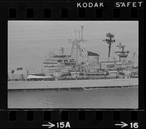 U. S. S. Boston arrives at South Boston Naval shipyard