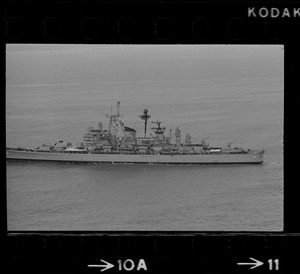 U. S. S. Boston arrives at South Boston Naval shipyard