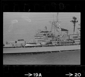 U. S. S. Boston arrives at South Boston Naval shipyard