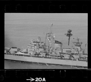 U. S. S. Boston arrives at South Boston Naval shipyard