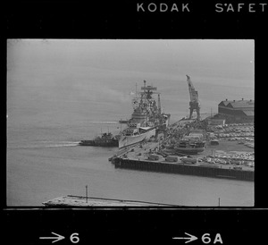 U. S. S. Boston arrives at South Boston Naval shipyard
