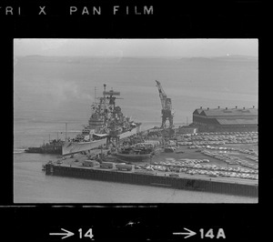 U. S. S. Boston arrives at South Boston Naval shipyard