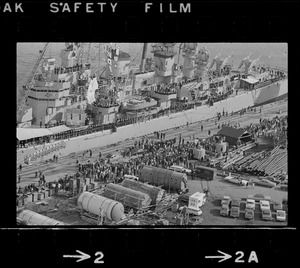 U. S. S. Boston arrives at South Boston Naval shipyard