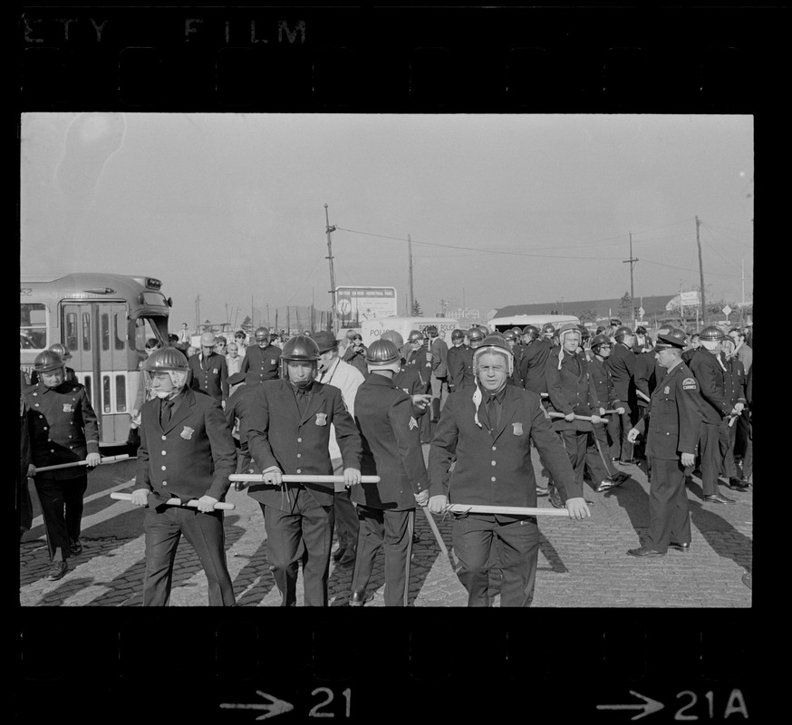 Boston Police at anti-war protest at Boston Army Base