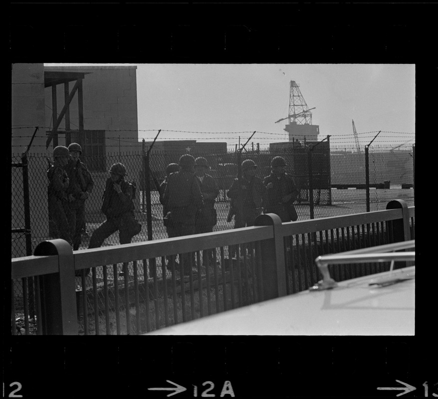 Soldiers at Boston Army Base during anti-war protest