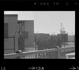 Soldiers at Boston Army Base during anti-war protest