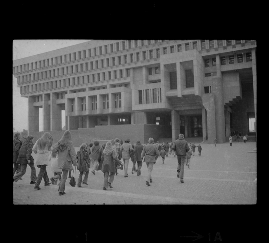 Demonstration by Boston high school students at City Hall