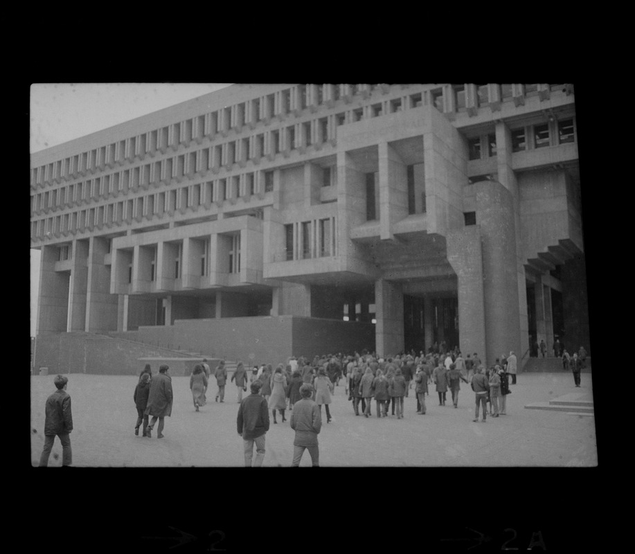 Demonstration by Boston high school students at City Hall