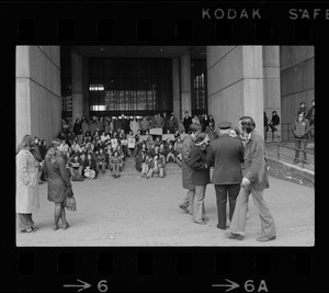 Demonstration by Boston high school students at City Hall
