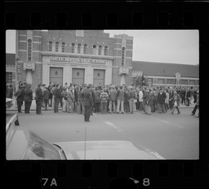 Demonstration by Boston high school students at South Boston High School