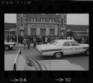 Demonstration by Boston high school students at South Boston High School