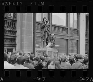 Demonstration by Boston high school students outside offices of Boston School Committee