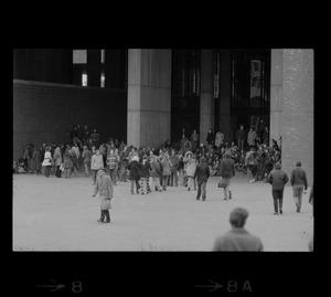Demonstration by Boston high school students at City Hall