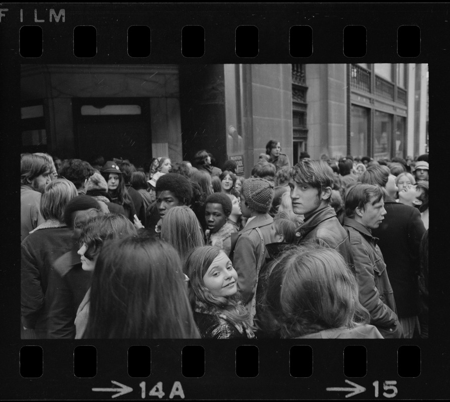 Demonstration by Boston high school students outside offices of Boston School Committee