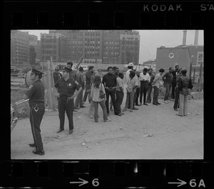 Boston police and demonstrators scuffle as arrests begin at Boston City Hospital construction site protest