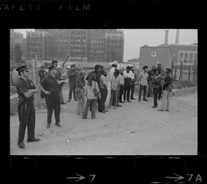 Boston police and demonstrators scuffle as arrests begin at Boston City Hospital construction site protest